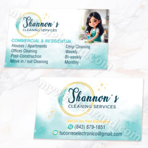 tarjetas de limpieza de casas turquesa 55